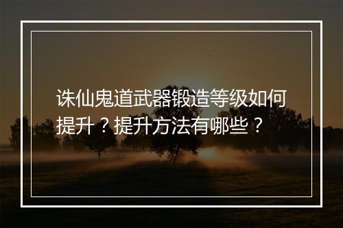 诛仙鬼道武器锻造等级如何提升？提升方法有哪些？