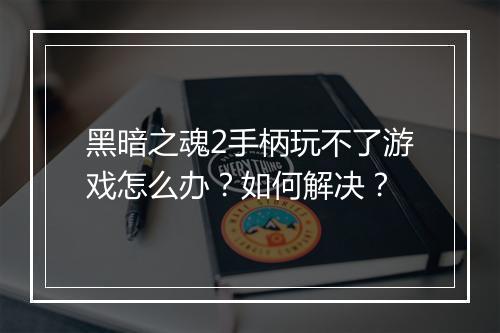 黑暗之魂2手柄玩不了游戏怎么办?如何解决?