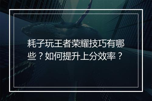 耗子玩王者荣耀技巧有哪些？如何提升上分效率？
