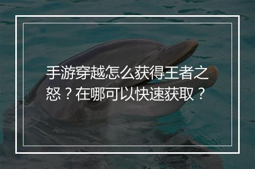 手游穿越怎么获得王者之怒?在哪可以快速获取?