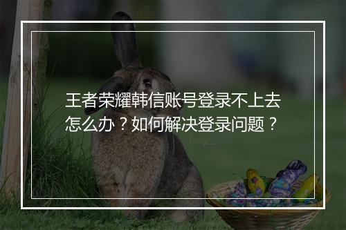 王者荣耀韩信账号登录不上去怎么办?如何解决登录问题?