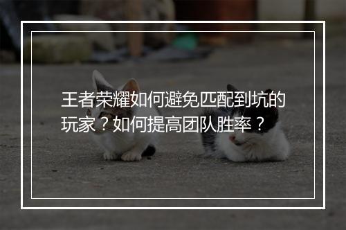 王者荣耀如何避免匹配到坑的玩家?如何提高团队胜率?