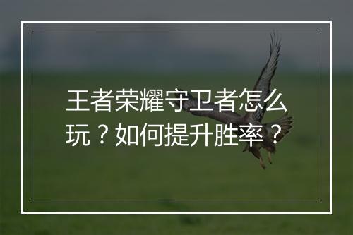 王者荣耀守卫者怎么玩?如何提升胜率?