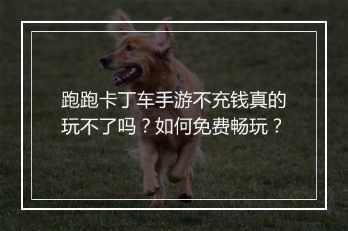 跑跑卡丁车手游不充钱真的玩不了吗?如何免费畅玩?