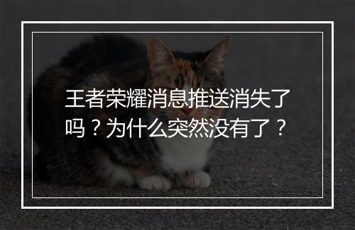 王者荣耀消息推送消失了吗？为什么突然没有了？