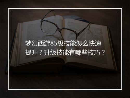 梦幻西游85级技能怎么快速提升?升级技能有哪些技巧?