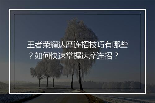 王者荣耀达摩连招技巧有哪些？如何快速掌握达摩连招？