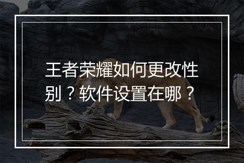 王者荣耀如何更改性别?软件设置在哪?
