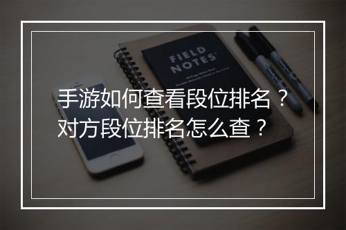 手游如何查看段位排名？对方段位排名怎么查？