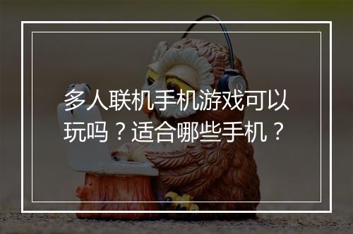 多人联机手机游戏可以玩吗？适合哪些手机？