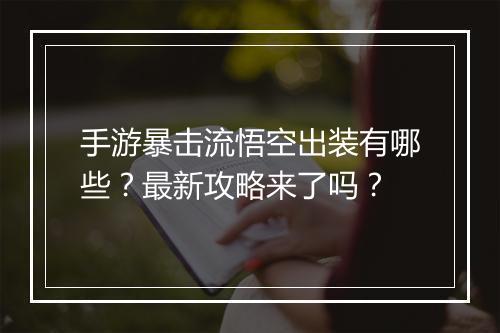 手游暴击流悟空出装有哪些?最新攻略来了吗?