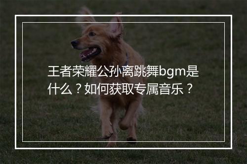王者荣耀公孙离跳舞bgm是什么?如何获取专属音乐?