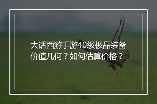 大话西游手游40级极品装备价值几何?如何估算价格?