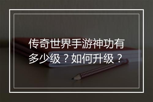 传奇世界手游神功有多少级?如何升级?