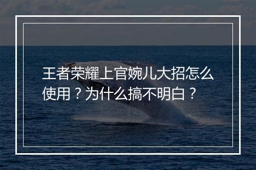 王者荣耀上官婉儿大招怎么使用?为什么搞不明白?