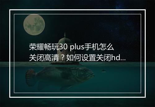 荣耀畅玩30 plus手机怎么关闭高清?如何设置关闭hd?