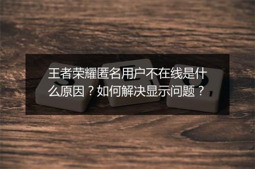 王者荣耀匿名用户不在线是什么原因?如何解决显示问题?
