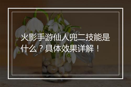 火影手游仙人兜二技能是什么？具体效果详解！