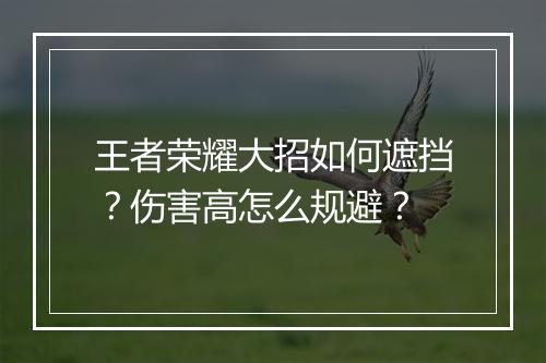 王者荣耀大招如何遮挡?伤害高怎么规避?
