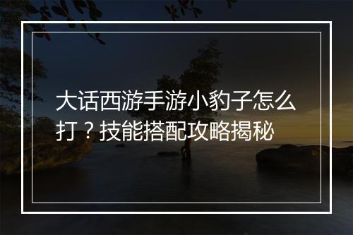 大话西游手游小豹子怎么打？技能搭配攻略揭秘