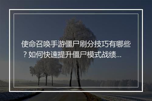 使命召唤手游僵尸刷分技巧有哪些？如何快速提升僵尸模式战绩？