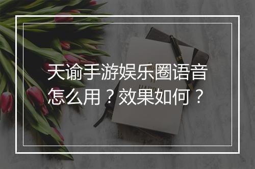 天谕手游娱乐圈语音怎么用?效果如何?