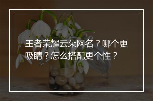 王者荣耀云朵网名?哪个更吸睛?怎么搭配更个性?