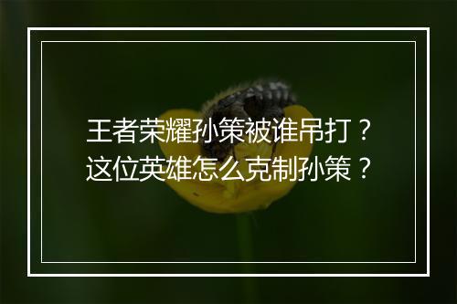 王者荣耀孙策被谁吊打?这位英雄怎么克制孙策?