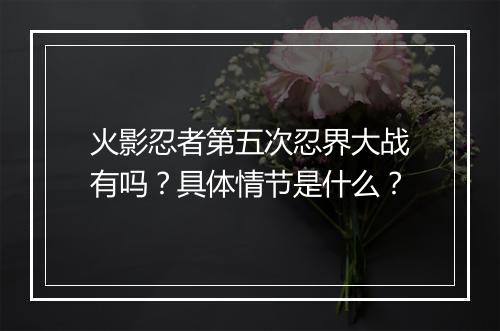 火影忍者第五次忍界大战有吗?具体情节是什么?