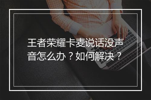 王者荣耀卡麦说话没声音怎么办？如何解决？