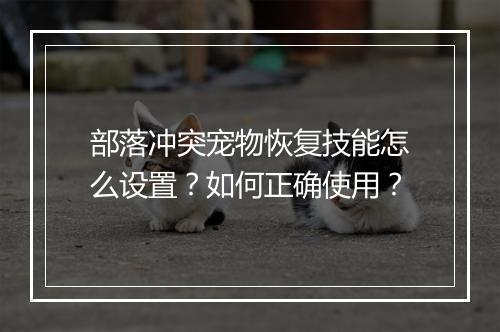 部落冲突宠物恢复技能怎么设置？如何正确使用？