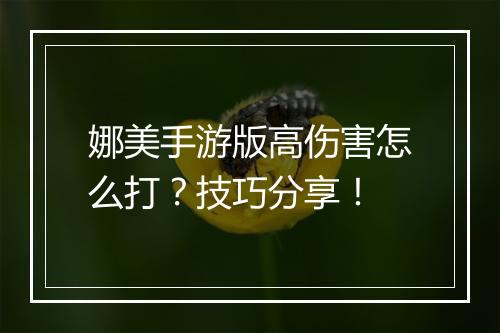 娜美手游版高伤害怎么打？技巧分享！