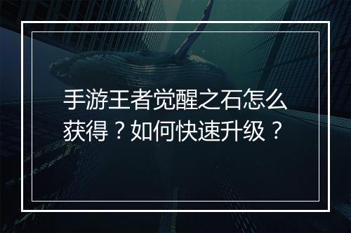 手游王者觉醒之石怎么获得?如何快速升级?