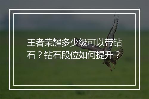 王者荣耀多少级可以带钻石?钻石段位如何提升?