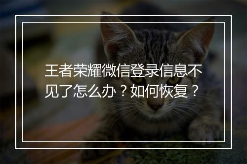 王者荣耀微信登录信息不见了怎么办?如何恢复?