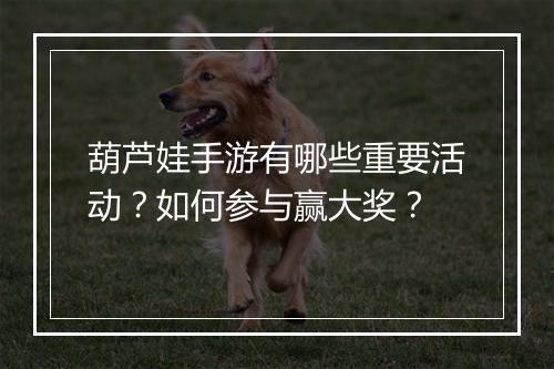 葫芦娃手游有哪些重要活动？如何参与赢大奖？