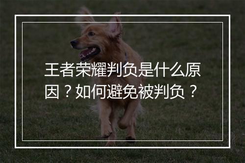 王者荣耀判负是什么原因?如何避免被判负?