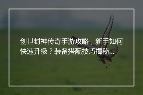 创世封神传奇手游攻略,新手如何快速升级?装备搭配技巧揭秘?