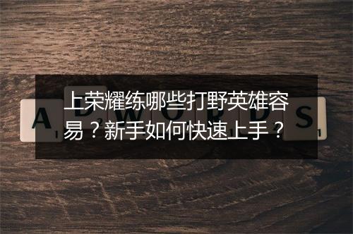 上荣耀练哪些打野英雄容易?新手如何快速上手?