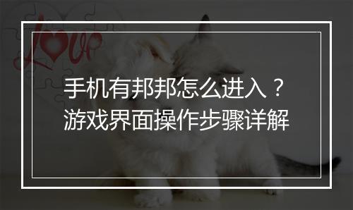 手机有邦邦怎么进入?游戏界面操作步骤详解