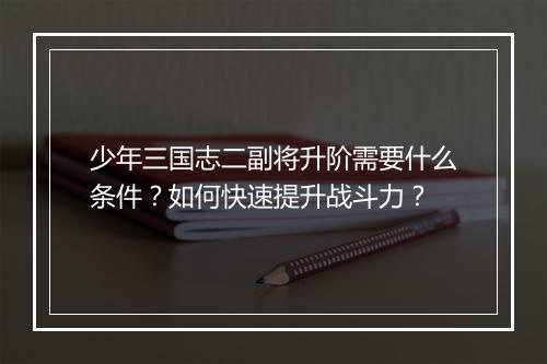 少年三国志二副将升阶需要什么条件?如何快速提升战斗力?