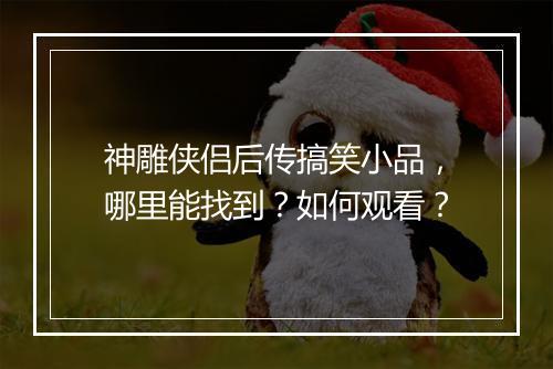 神雕侠侣后传搞笑小品,哪里能找到?如何观看?