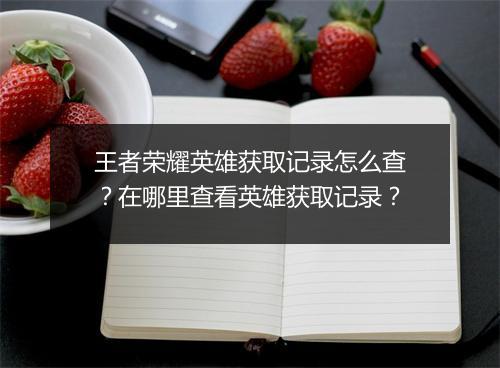 王者荣耀英雄获取记录怎么查？在哪里查看英雄获取记录？