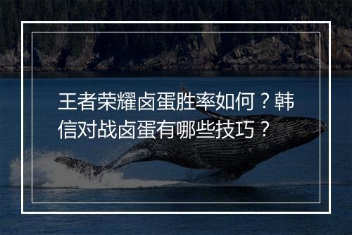 王者荣耀卤蛋胜率如何？韩信对战卤蛋有哪些技巧？