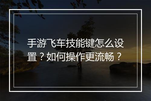 手游飞车技能键怎么设置?如何操作更流畅?
