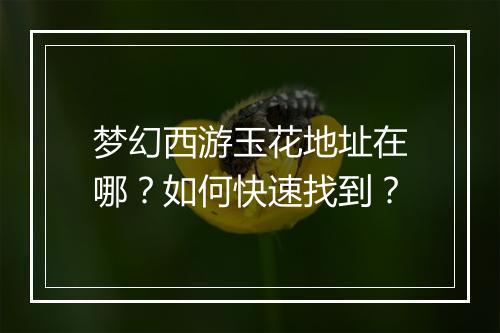 梦幻西游玉花地址在哪？如何快速找到？
