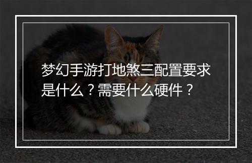 梦幻手游打地煞三配置要求是什么?需要什么硬件?