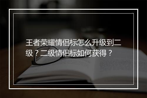 王者荣耀情侣标怎么升级到二级?二级情侣标如何获得?
