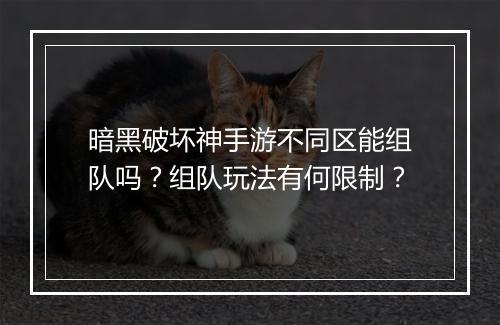 暗黑破坏神手游不同区能组队吗？组队玩法有何限制？