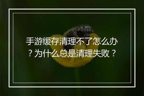 手游缓存清理不了怎么办?为什么总是清理失败?